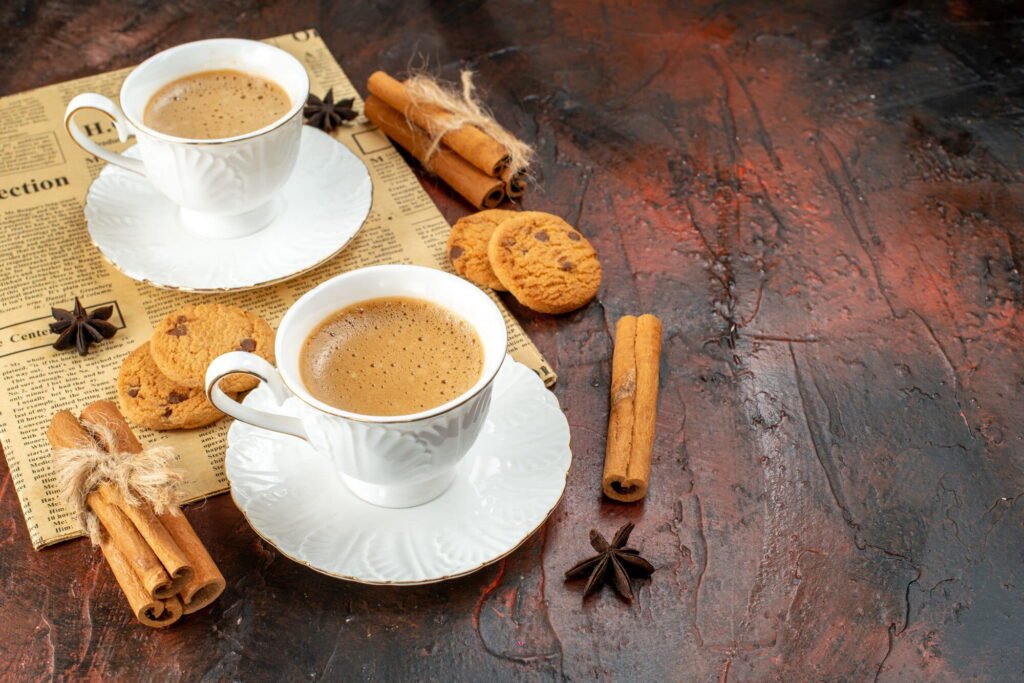 Perfect chai in a glass cup with aromatic spices