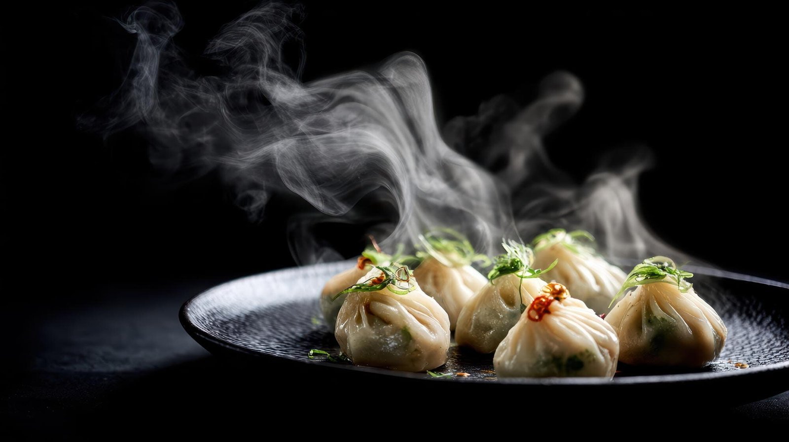 Perfect steamed momos with spicy dipping sauce